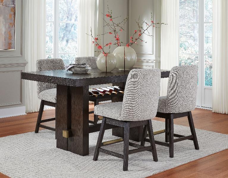 Image of Burkhaus - 5 Pc. - Rectangular Counter Table, 4 Barstools - Dark Brown