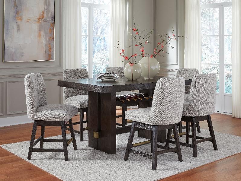 Image of Burkhaus - 7 Pc. - Rectangular Counter Table, 6 Barstools - Dark Brown