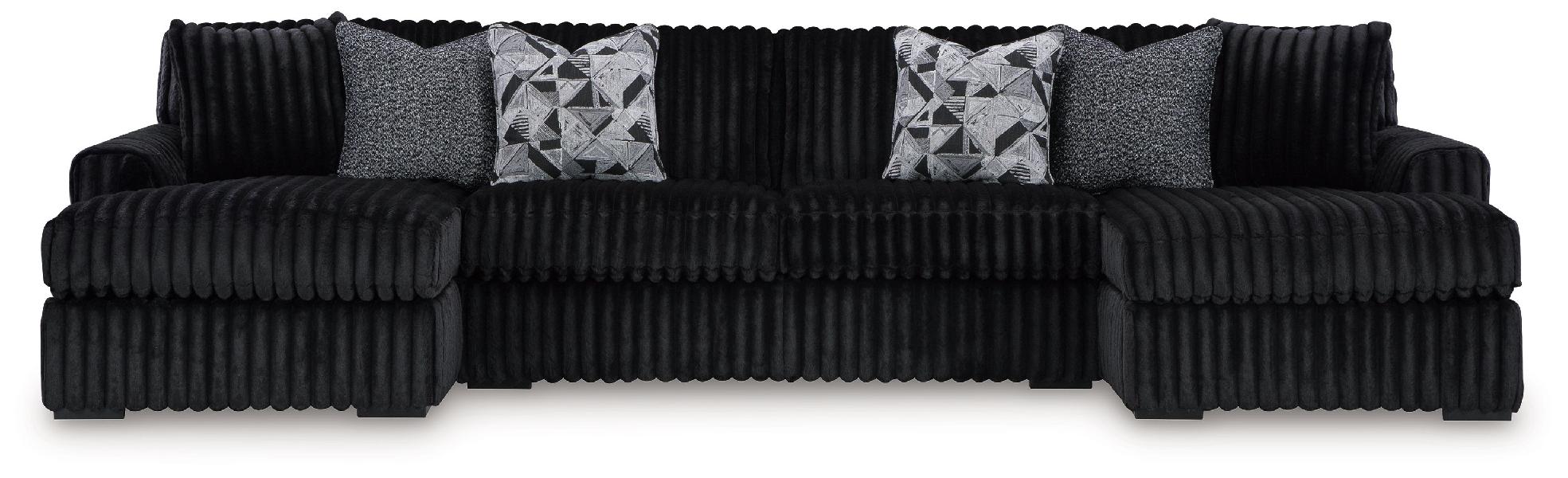 Image of Midnight-Madness - 3-Piece Sectional With Laf And Raf Corner Chaises - Onyx