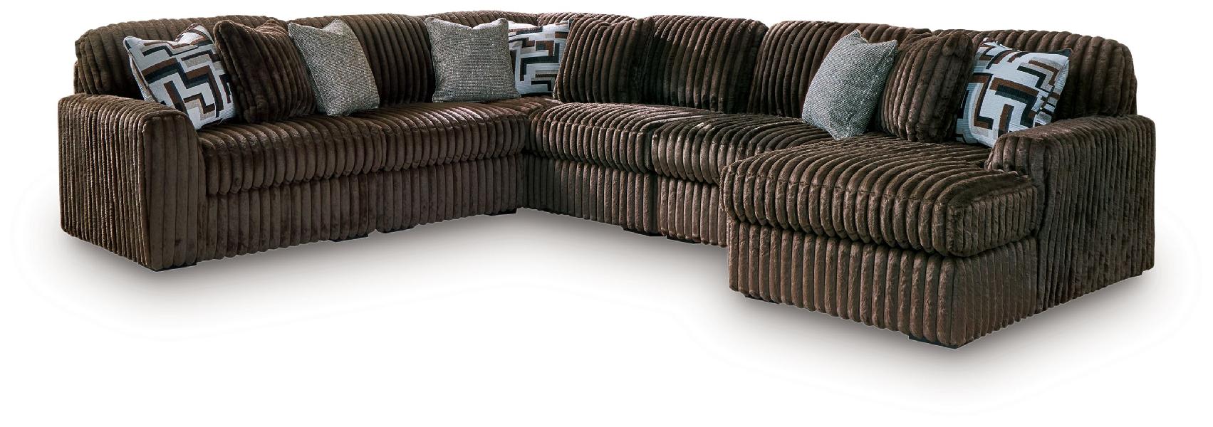 Image of Midnight-Madness - 6-Piece Sectional With RAF Corner Chaise - Chocolate