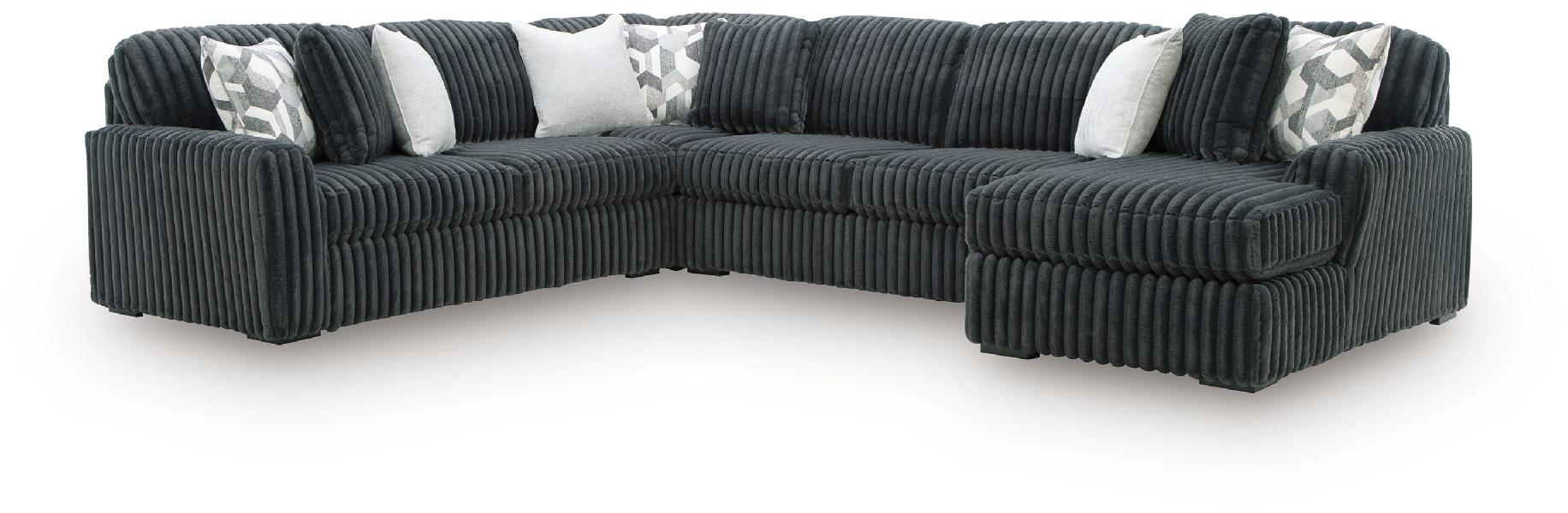 Image of Midnight-Madness - 4-Piece Sectional With RAF Corner Chaise - Gunmetal