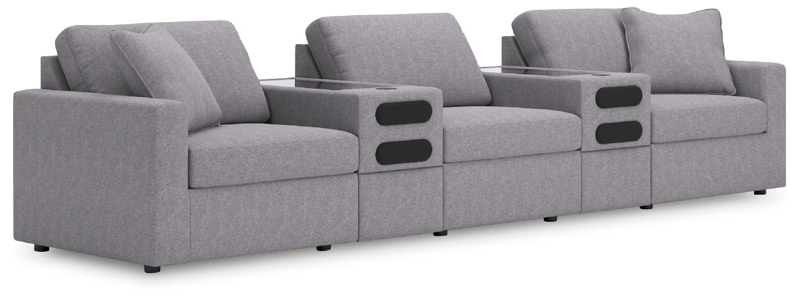Image of Modmax - 5-Piece Sectional With Audio System Console - Granite