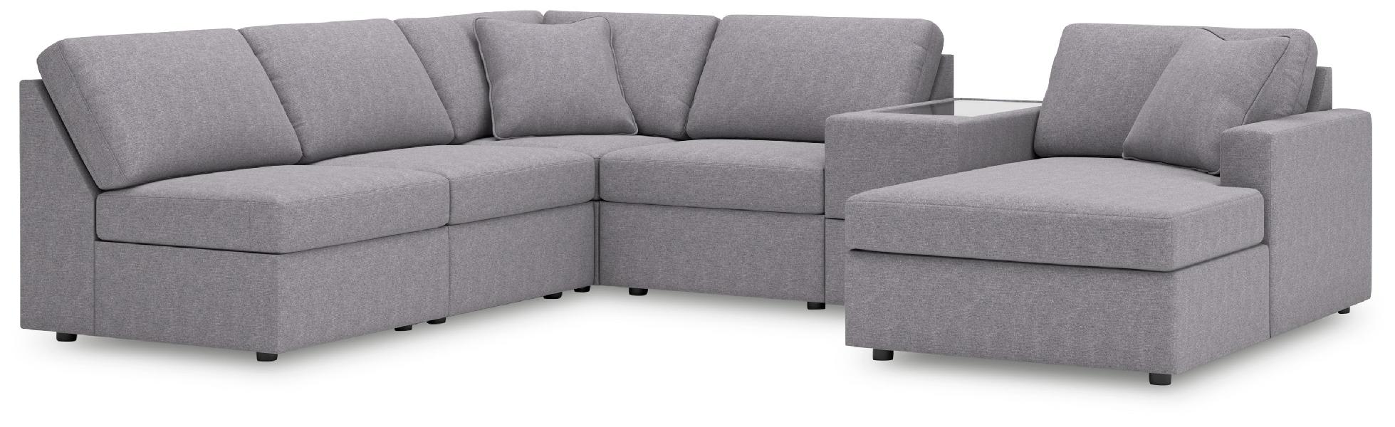 Image of Modmax - 6-Piece Sectional With Raf Corner Chaise And Storage Console - Granite