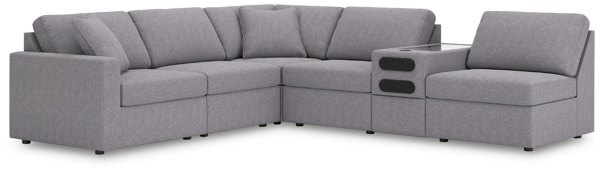 Image of Modmax - 6-Piece Sectional With Audio System Console And 3 Armless Chairs - Granite