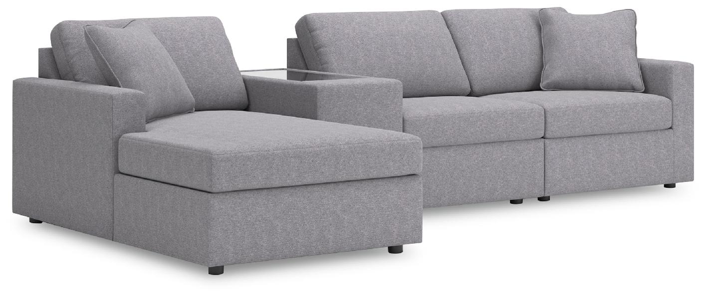 Image of Modmax - 4-Piece Sectional With Laf Corner Chaise And Storage Console - Granite