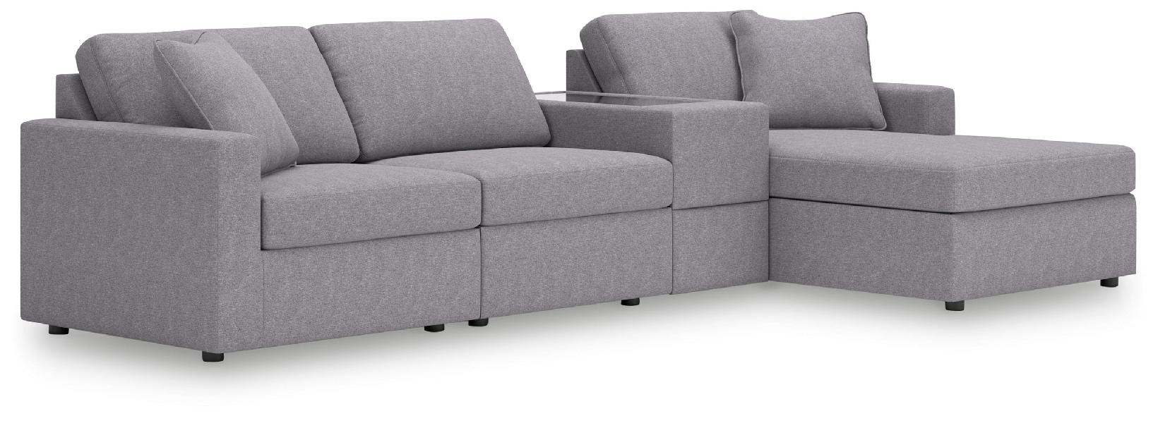 Image of Modmax - 4-Piece Sectional With Raf Corner Chaise And Storage Console - Granite