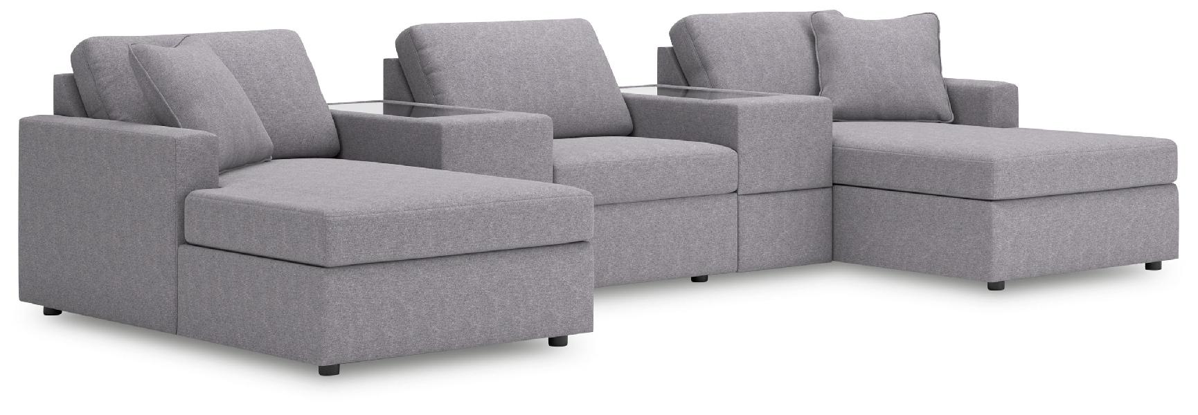 Image of Modmax - 5-Piece Pit Sectional With Storage Consoles - Granite