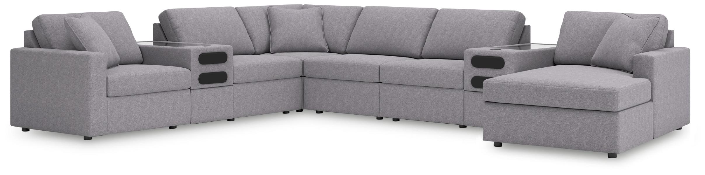 Image of Modmax - 8-Piece Sectional With Audio System And Raf Corner Chaise - Granite