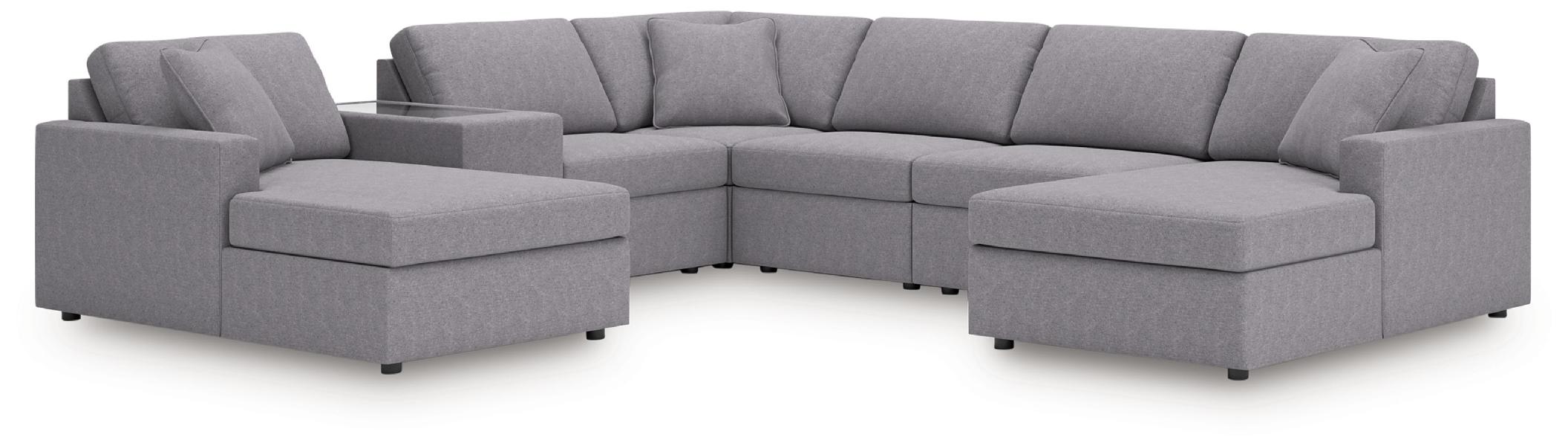 Image of Modmax - 7-Piece Sectional With Laf And Raf Corner Chaises And With Storage Console - Granite