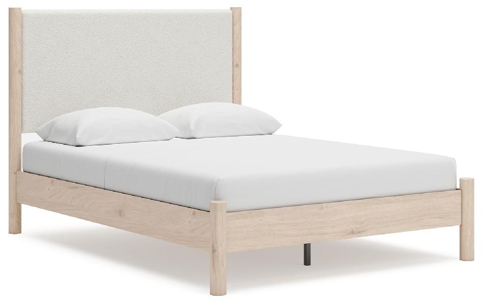 Image of Cadmori - Queen Upholstered Panel Bed - Two-tone