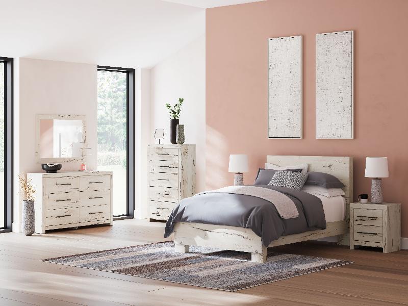 Image of Lawroy - 6 Pc. - Dresser, Mirror, Chest, Full Panel Bed - Light Natural