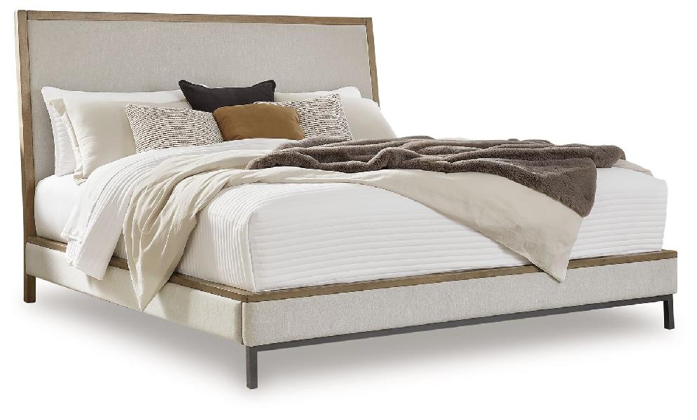 Image of Tomtyn - Queen Upholstered Bed - Light Brown