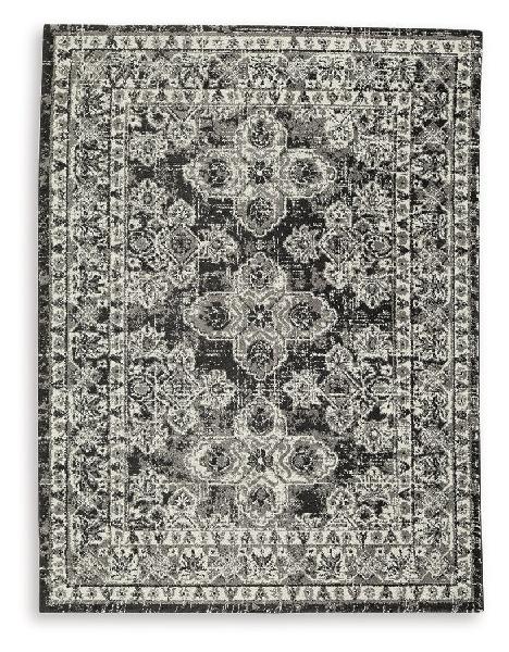 Image of Glennisman - 5' x 7' Rug - Black / Gray / Ivory