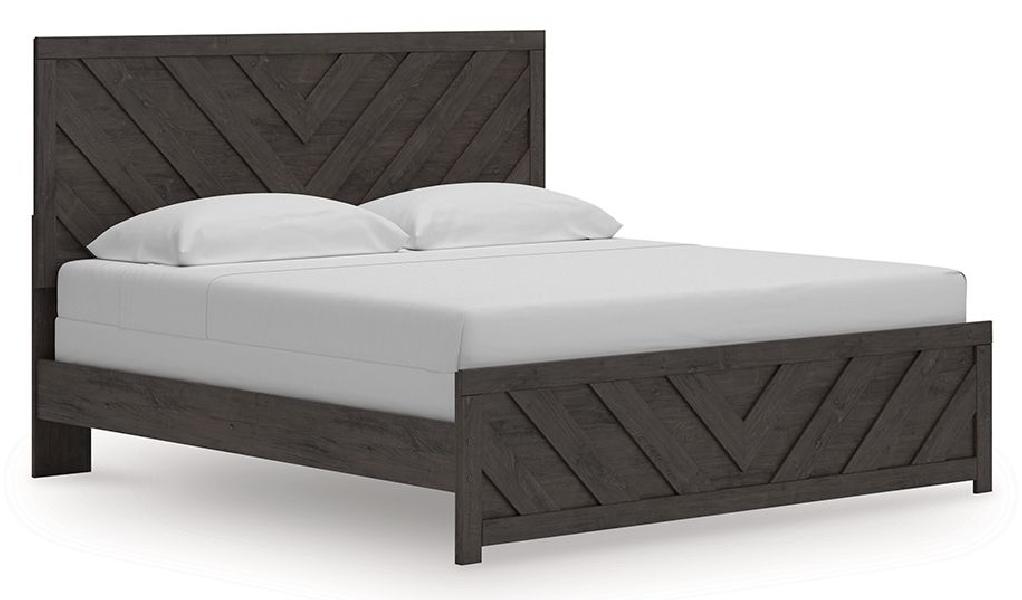 Image of Prendonea - King Panel Bed - Charcoal