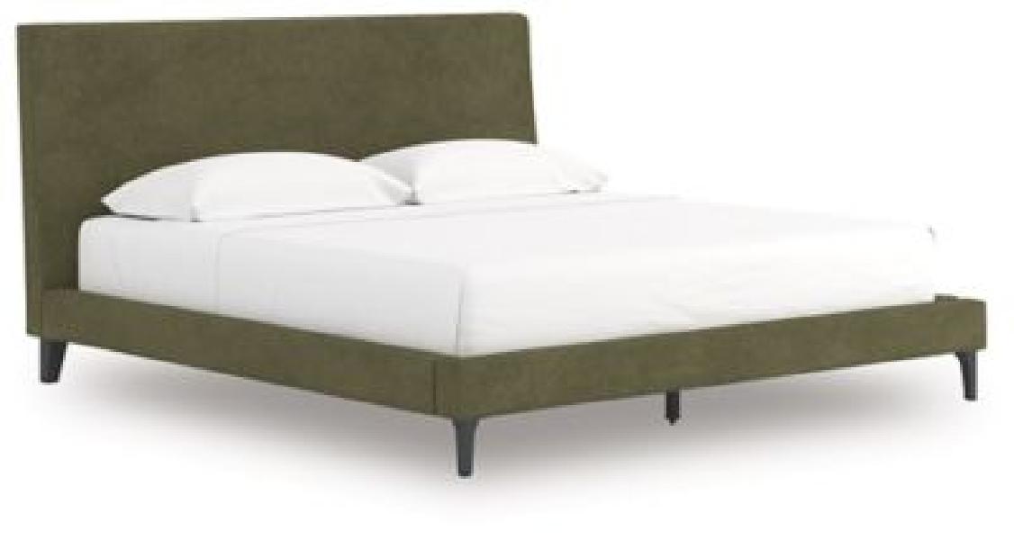 Image of Chirason - King Upholstered Bed With Roll Slats - Sage Green