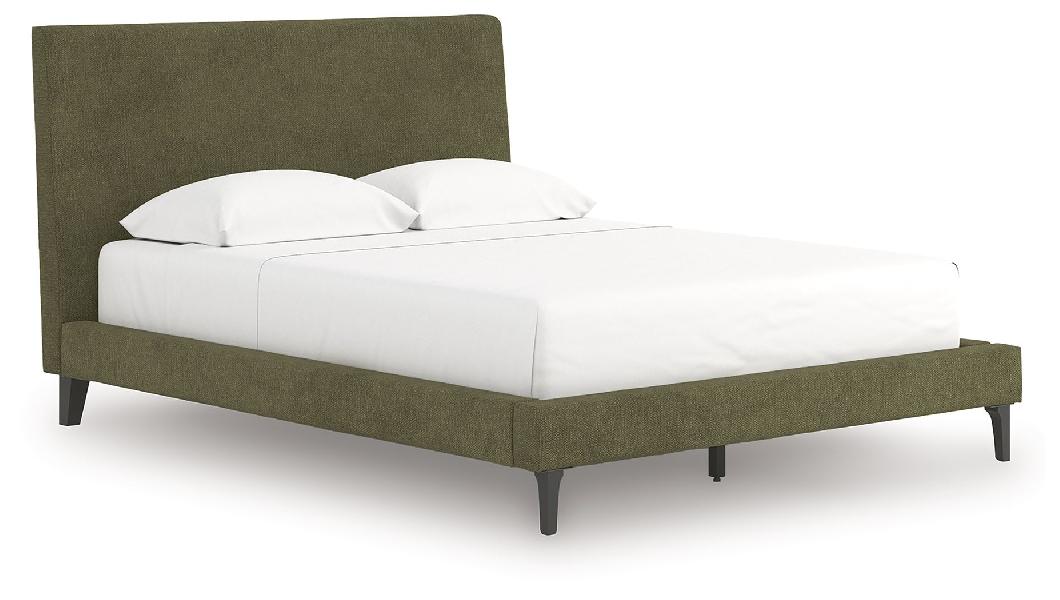 Image of Chirason - Queen Upholstered Bed With Roll Slats - Sage Green