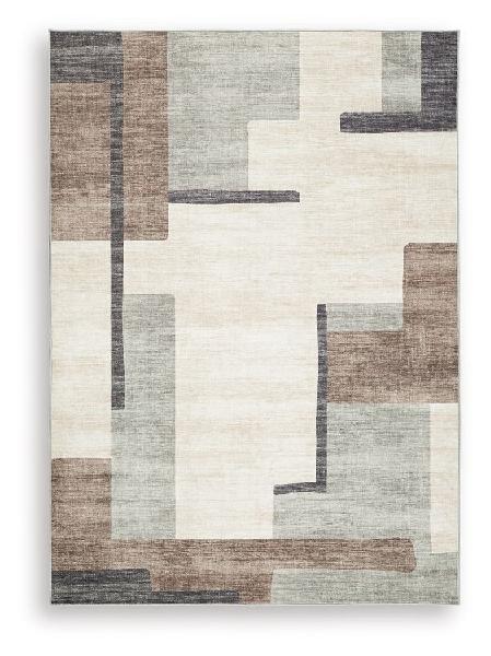 Image of Larkport - 5' x 7' Washable Rug - Cream / Brown / Gray