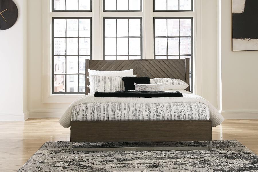 Image of Arkenton - King Panel Bed - Grayish Brown