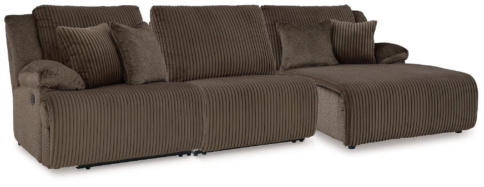 Image of Top Tier - 3-Piece Reclining Sectional With Raf Press Back Chaise - Chocolate
