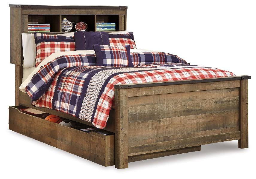 Image of Trinell - Full Bookcase Bed With Storage - Brown