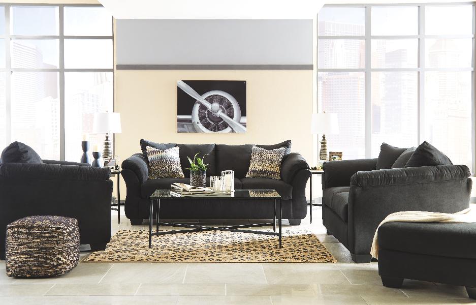 Image of Darcy - 4 Pc. - Sofa, Loveseat, Chair, Ottoman - Black