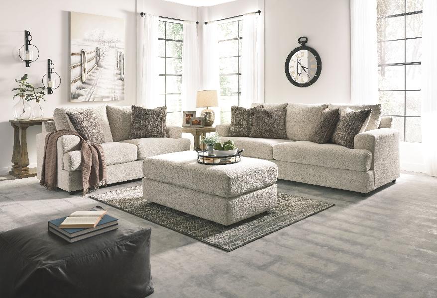 Image of Soletren - 3 Pc. - Sofa, Loveseat, Accent Ottoman - Stone