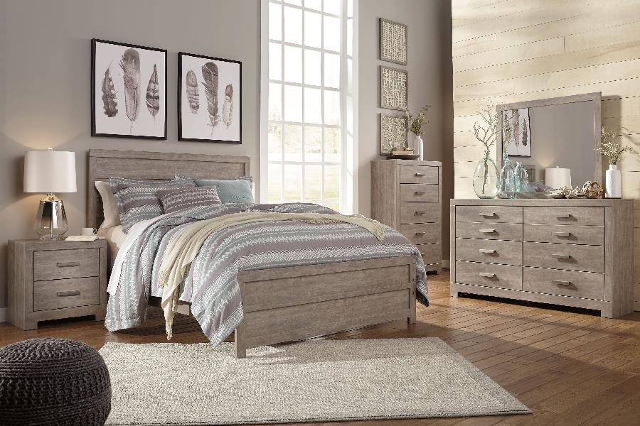 Image of Culverbach - 4 Pc. - Dresser, Mirror, Queen Panel Bed - Gray