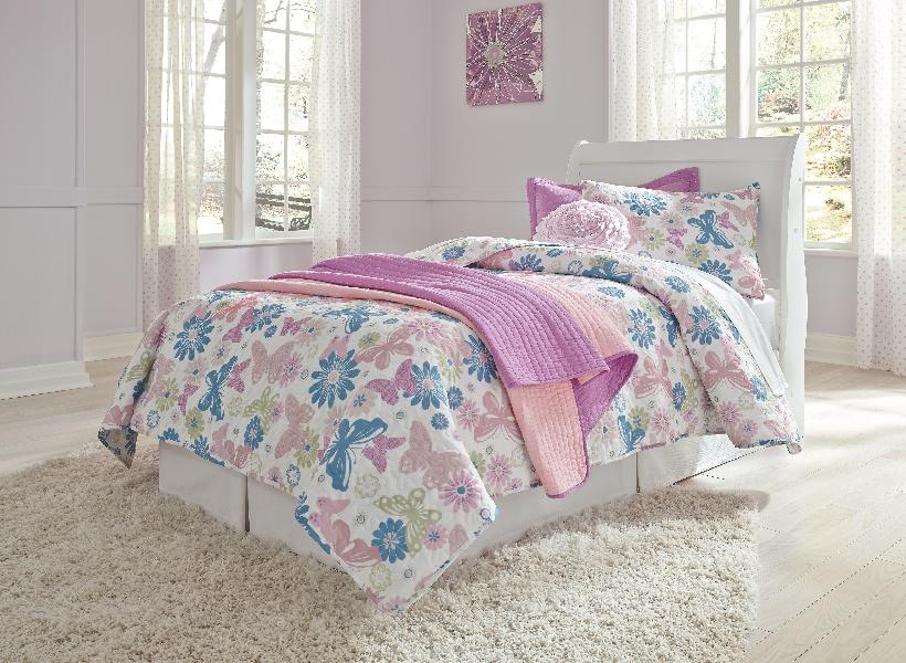 Image of Anarasia - Twin Sleigh Headboard with Bolt on Bed Frame - White