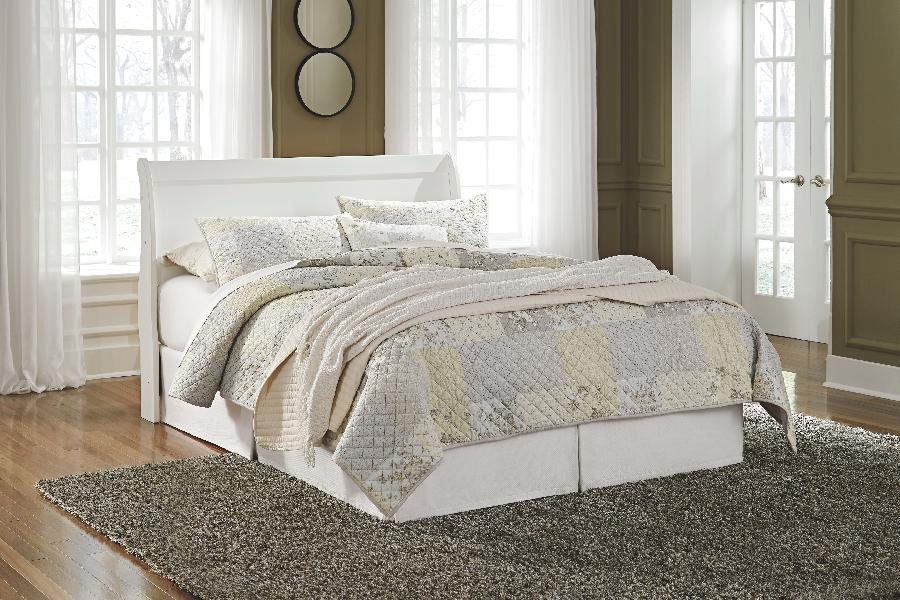 Image of Anarasia - Queen Sleigh Headboard with Bolt on Bed Frame - White