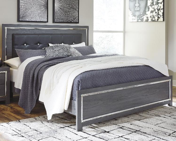 Image of Lodanna - King Panel Bed - Gray