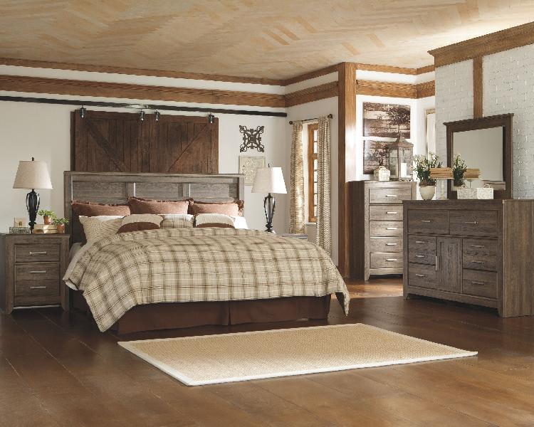 Image of Juararo - 4 Pc. - Dresser, Mirror, Chest, King Panel Headboard - Dark Brown