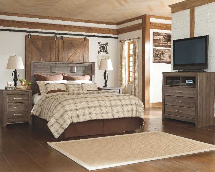 Image of Juararo - 3 Pc. - Dresser, Mirror, Queen Panel Headboard - Dark Brown