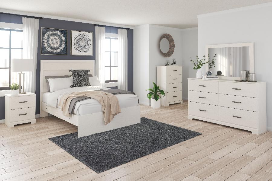 Image of Stelsie - 6 Pc. - Dresser, Mirror, Full Panel Bed, 2 Nightstands - White