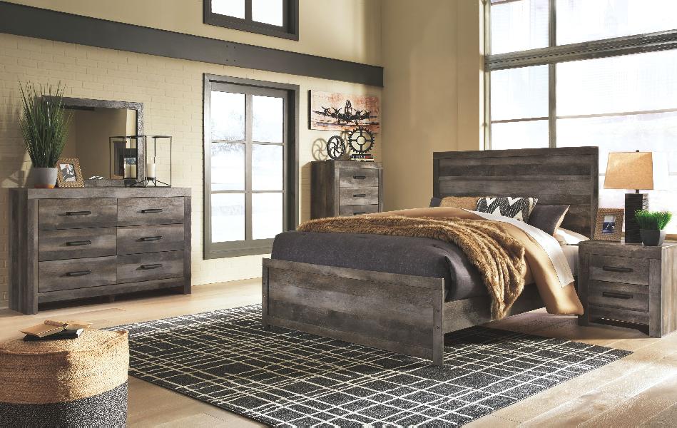 Image of Wynnlow - 5 Pc. - Dresser, Mirror, Chest, Queen Panel Bed - Gray
