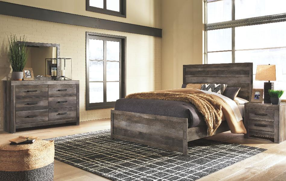 Image of Wynnlow - 4 Pc. - Dresser, Mirror, Queen Panel Bed - Gray