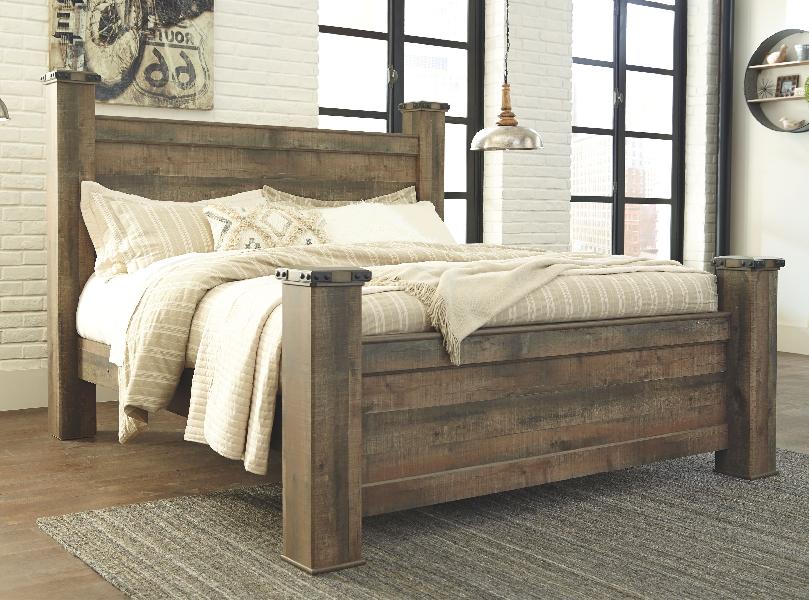 Image of Trinell - King Poster Bed - Brown