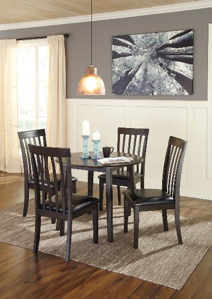 Image of Hammis - 5 Pc. - Drop Leaf Table, 4 Upholstered Side Chairs - Dark Brown