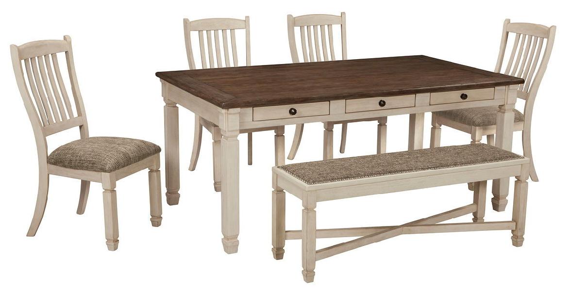 Image of Bolanburg - 6 Pc. - Dining Room Table, 4 Side Chairs, Bench - Beige