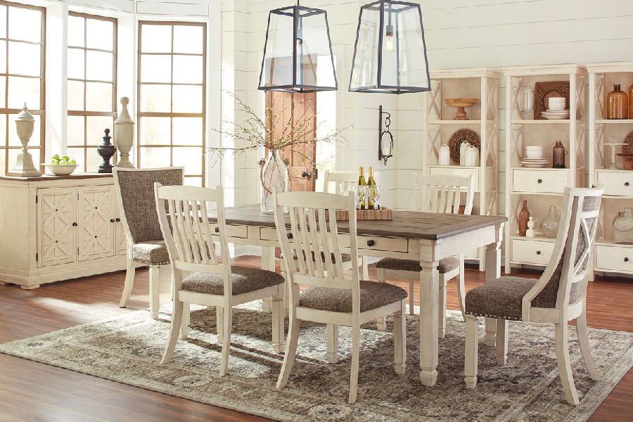 Image of Bolanburg - 7 Pc. - Dining Room Table, 4 Side Chairs, 2 Side Chairs - Beige