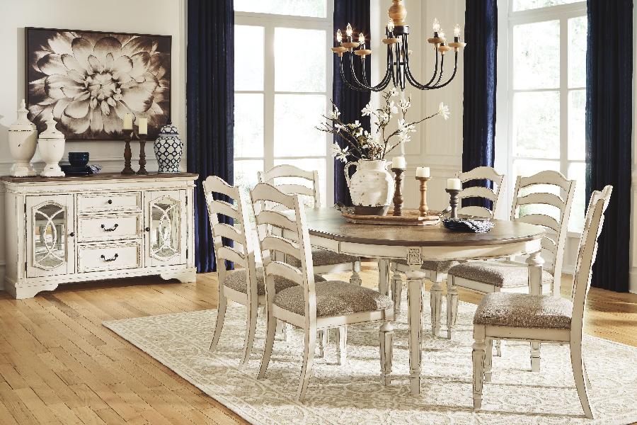 Image of Realyn - 7 Pc. - Oval Extension Table, 6 Ladderback Side Chairs - White