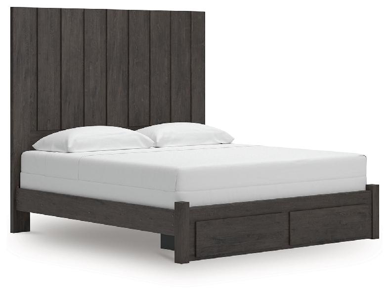 Image of Fraluna - King Panel Storage Bed - Charcoal