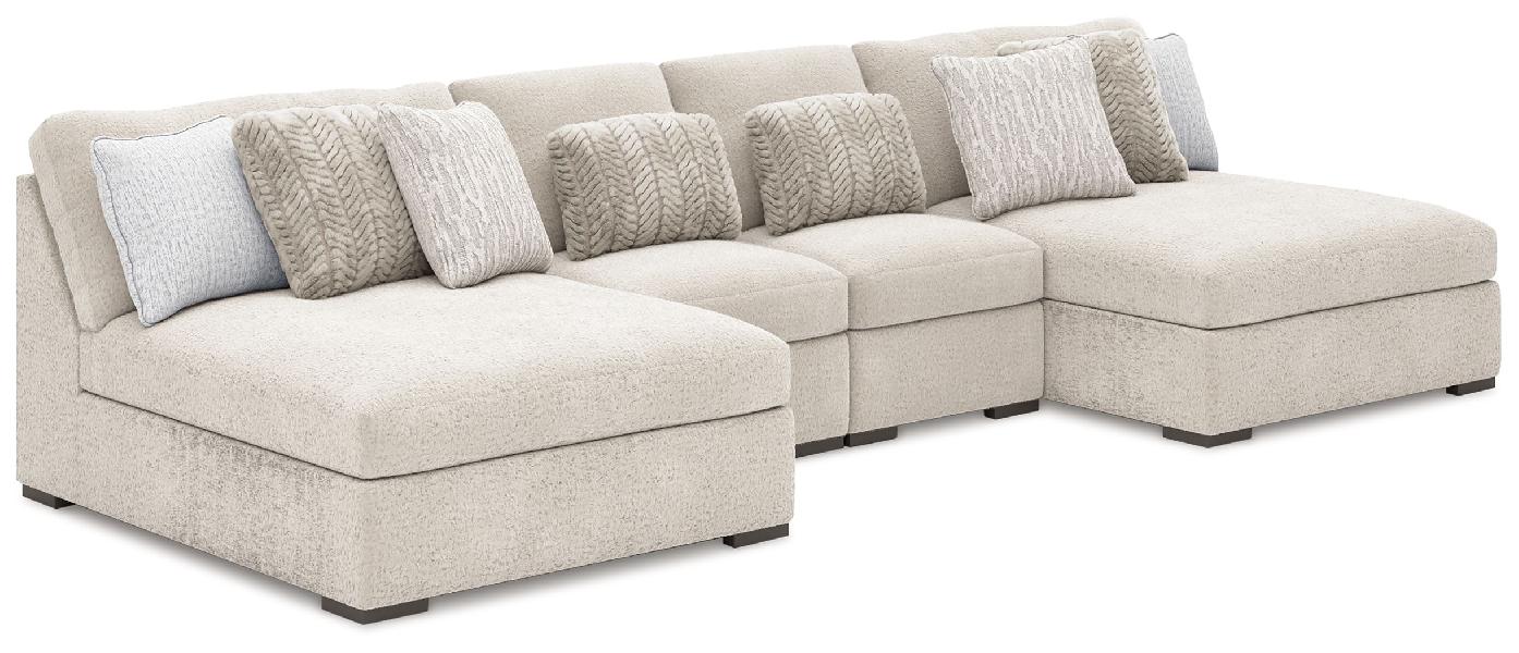Image of Cuddle Plush - 4-Piece Sectional With 2 Armless Chaises - Arctic