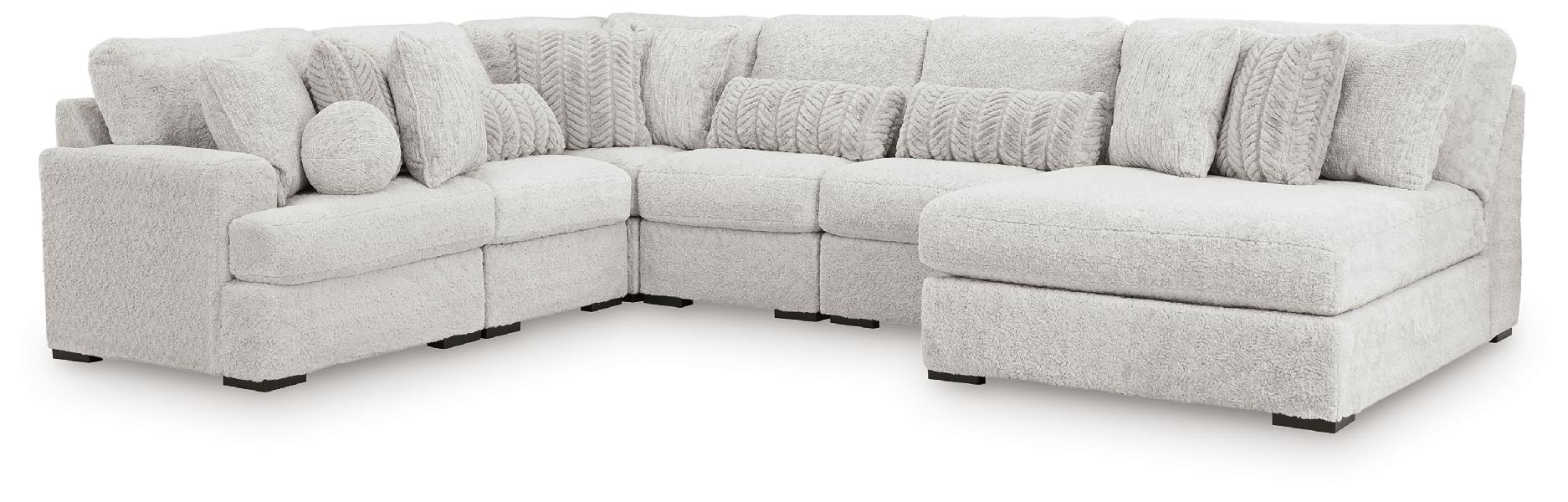 Image of Cuddle Plush - 6-Piece Sectional With Armless Chaise And LAF Corner Chair - Arctic