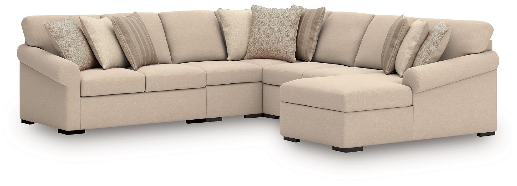 Image of LadyMae - 5-Piece Sectional With RAF Corner Chaise - Twill