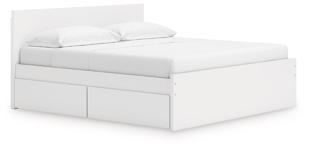 Image of Onita - King Panel Platform Bed With 2 Side Storage - White