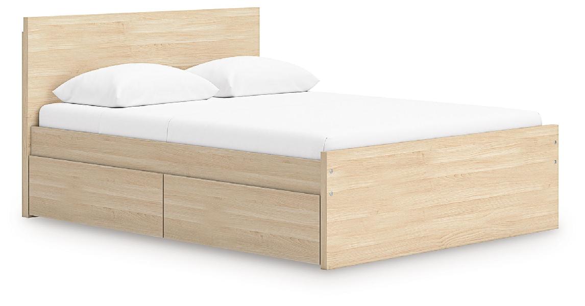 Image of Onita - Full Panel Platform Bed With 2 Side Storage - Natural