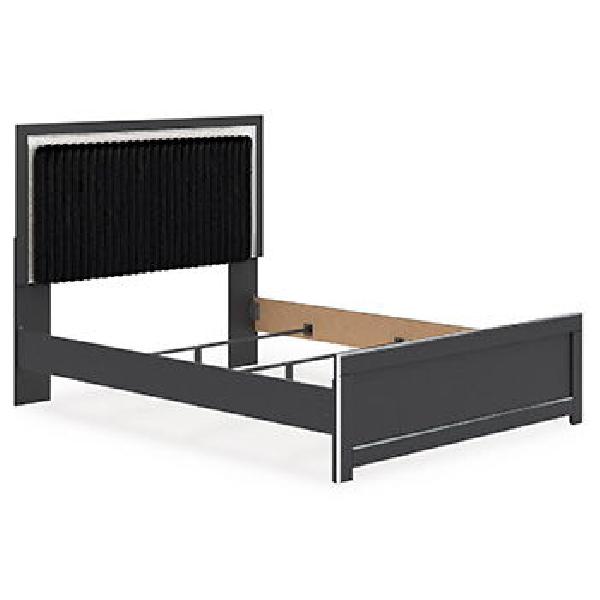 Image of Zuraleus - Queen Upholstered Panel Headboard - Black