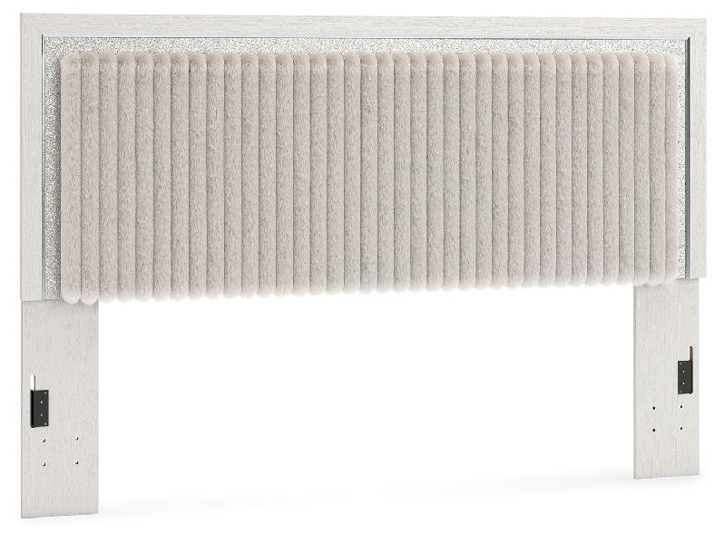 Image of Zuraleus - King Upholstered Panel Headboard - White
