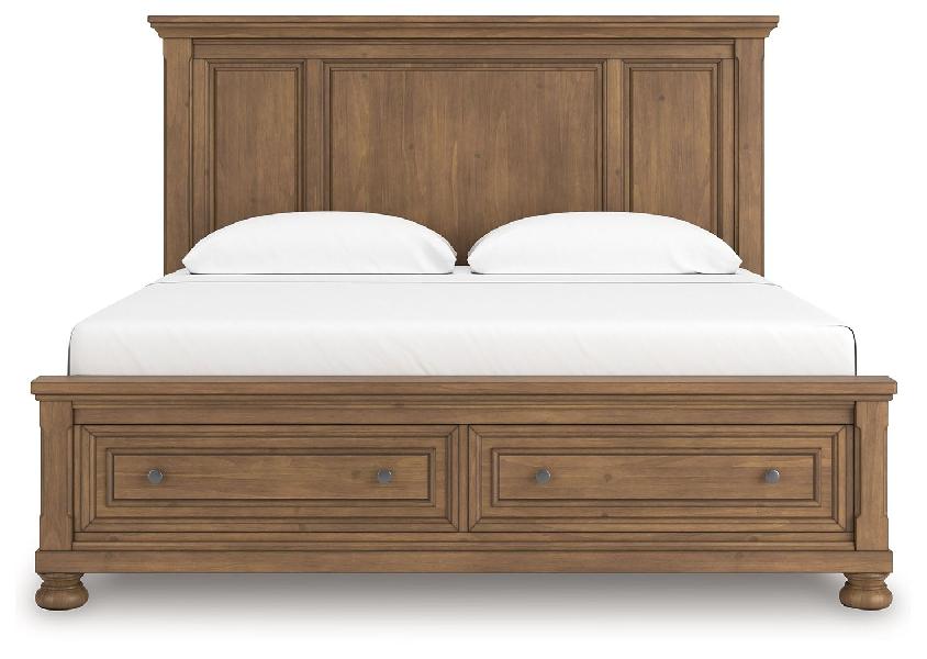 Image of Feddinger - King Panel Storage Bed - Medium Brown