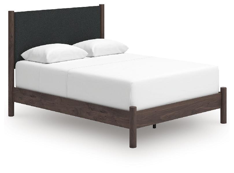 Image of Pamytta - Queen Upholstered Panel Bed - Brown